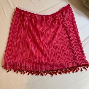 hot pink stripped mesh skirt/ swimsuit cover/ festival skirt